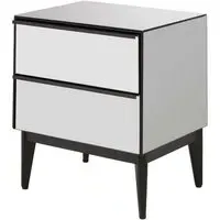 Mouhoun Mirrored Glass Bedside Cabinet - Grey, MDF