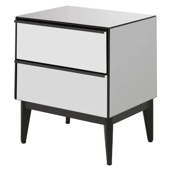 Mouhoun Mirrored Glass Bedside Cabinet - Grey, MDF image