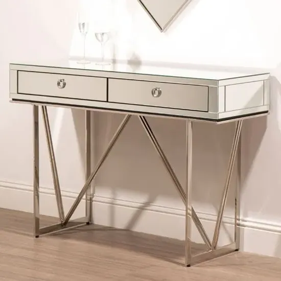 Mpingo Mirrored Console Table with Storage - Silver