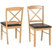 Muirkirk Oak Dining Chairs with Leather Seat - Oak, Brown