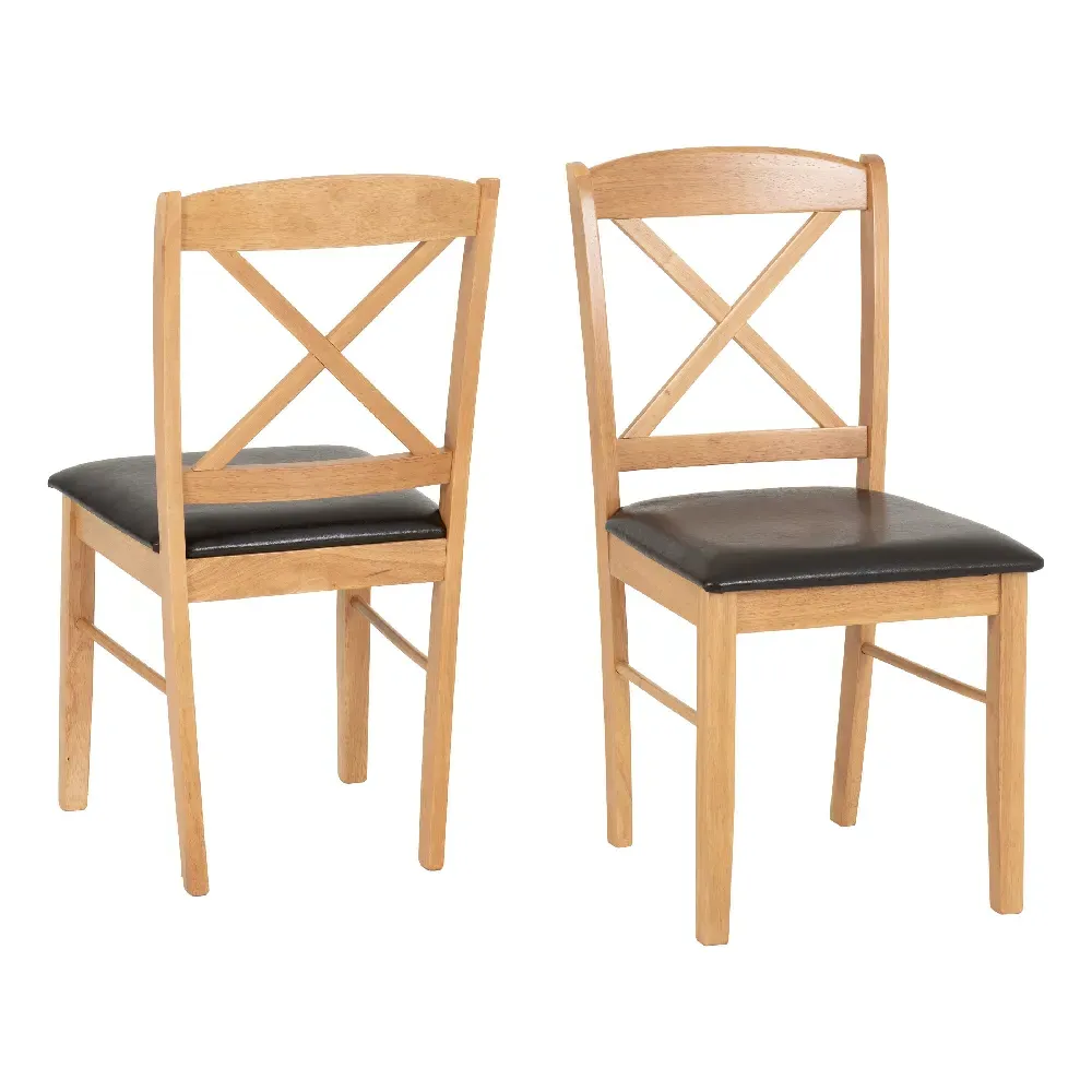 Muirkirk Oak Dining Chairs with Leather Seat - Oak, Brown image