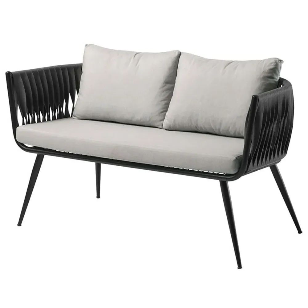 Mulvane 2-Seater Outdoor Sofa - Black, Rattan