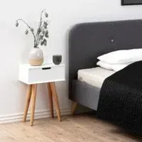 Mulvane Bedside Cabinet with Drawer - White, Oak