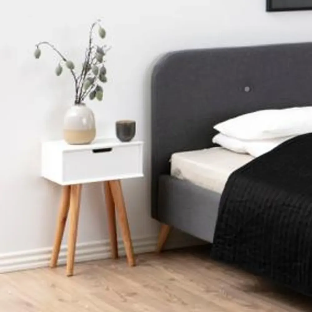 Mulvane Bedside Cabinet with Drawer - White, Oak