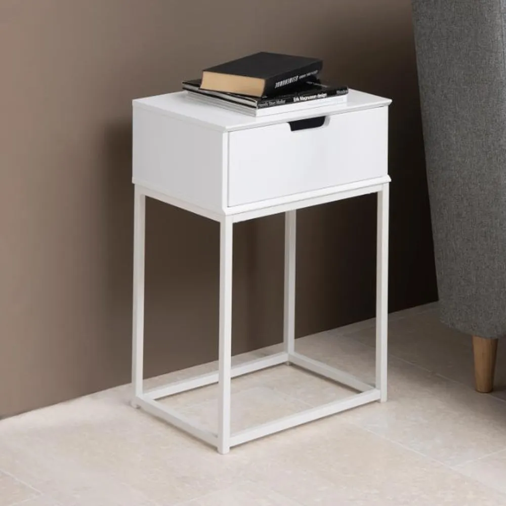 Mulvane Bedside Cabinet with Drawer - White image