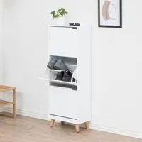 Mulvane Shoe Storage Cabinet with 3 Flip Doors - White, Wood