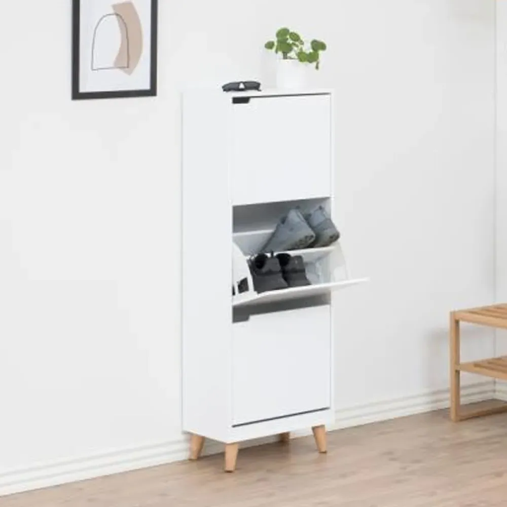 Mulvane Shoe Storage Cabinet with 3 Flip Doors - White, Wood image