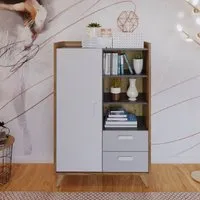 Muncie Highboard with 2 Drawers - White, Oak