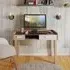 Muncie Laptop Desk with 2 Drawers - White, Oak