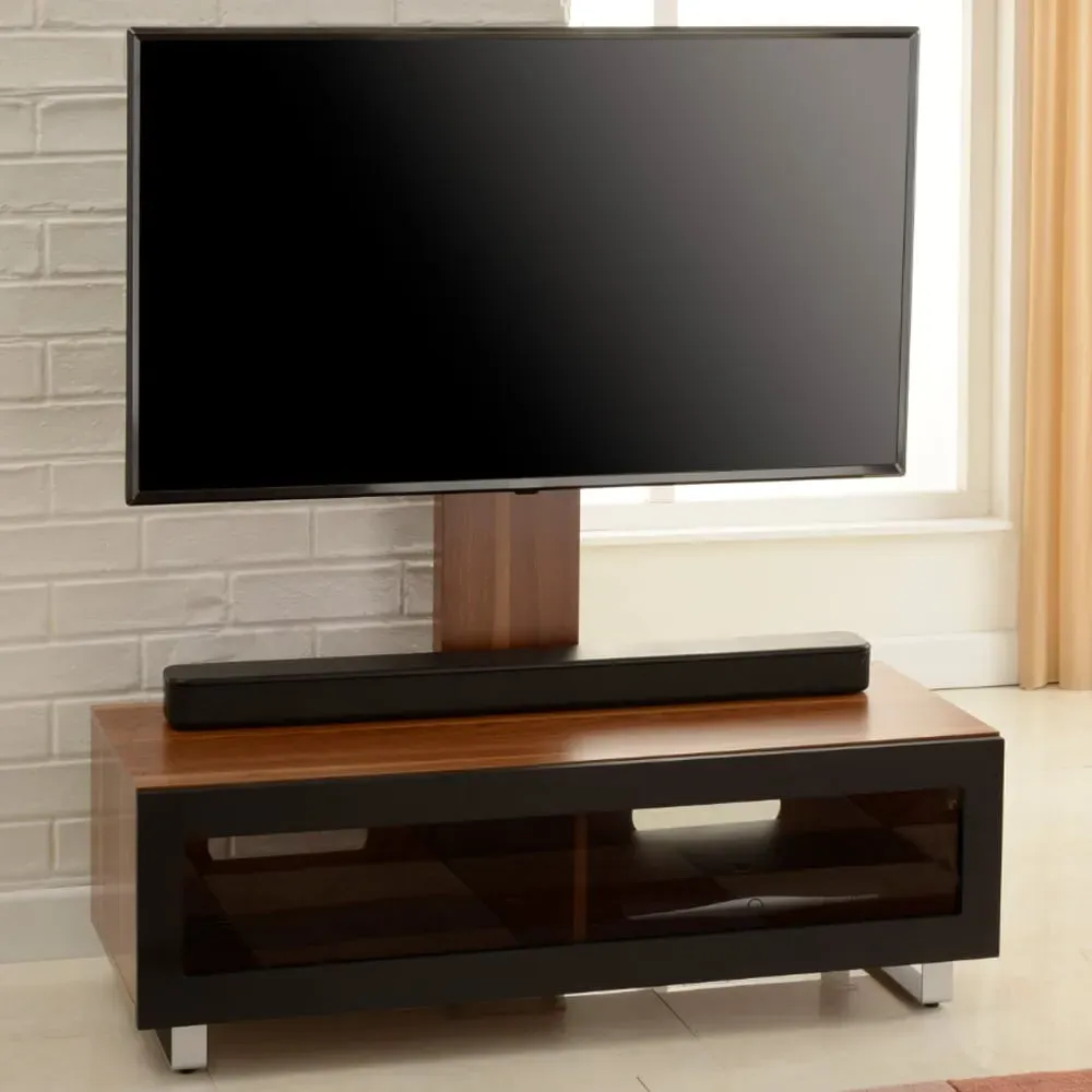 Muncie Large TV Stand with Metal Bracket - Walnut