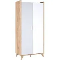 Muncie Wardrobe with 2 Doors - White, Oak