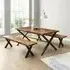 Munich Dining Table with 2 Benches - Rustic Oak