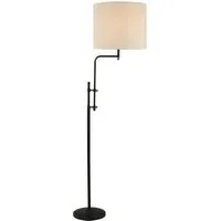Munich Natural Linen Shade Floor Lamp - Black