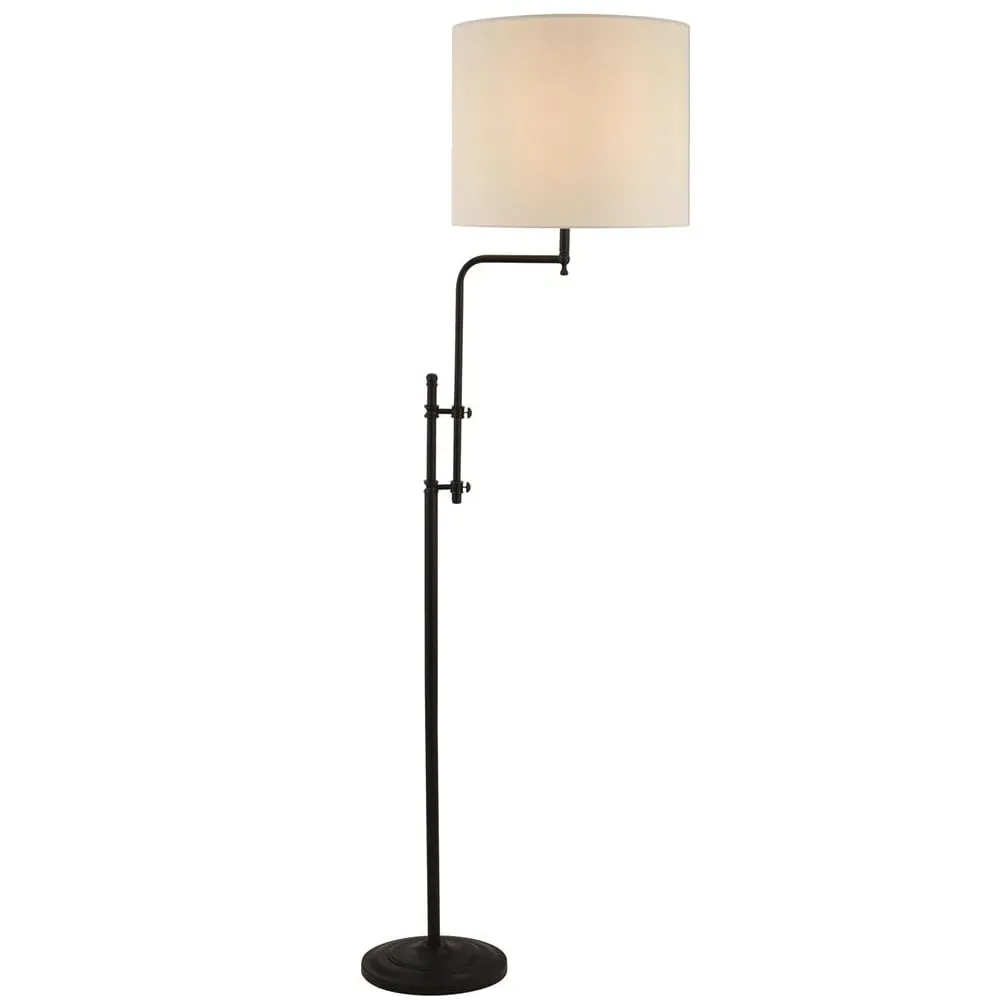 Munich Natural Linen Shade Floor Lamp - Black