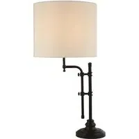 Munich Natural Linen Shade Table Lamp - Black