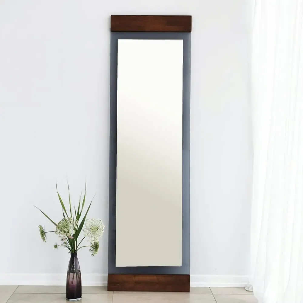 Murano Glass Cheval Mirror with Metal Frame - Walnut, Fume product