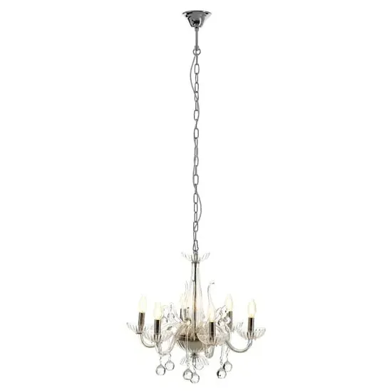 Murato 6 Bulb Crystal Chandelier - Clear, Chrome image