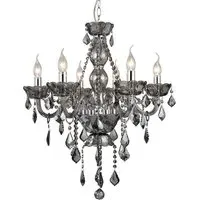 Murato 6 Bulb Crystal Chandelier - Smoked, Chrome