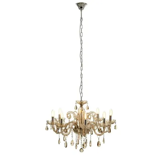 Murato 8 Bulb Crystal Chandelier - Cognac, Chrome image
