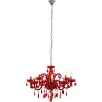 Murato 8 Bulb Crystal Chandelier - Red, Chrome