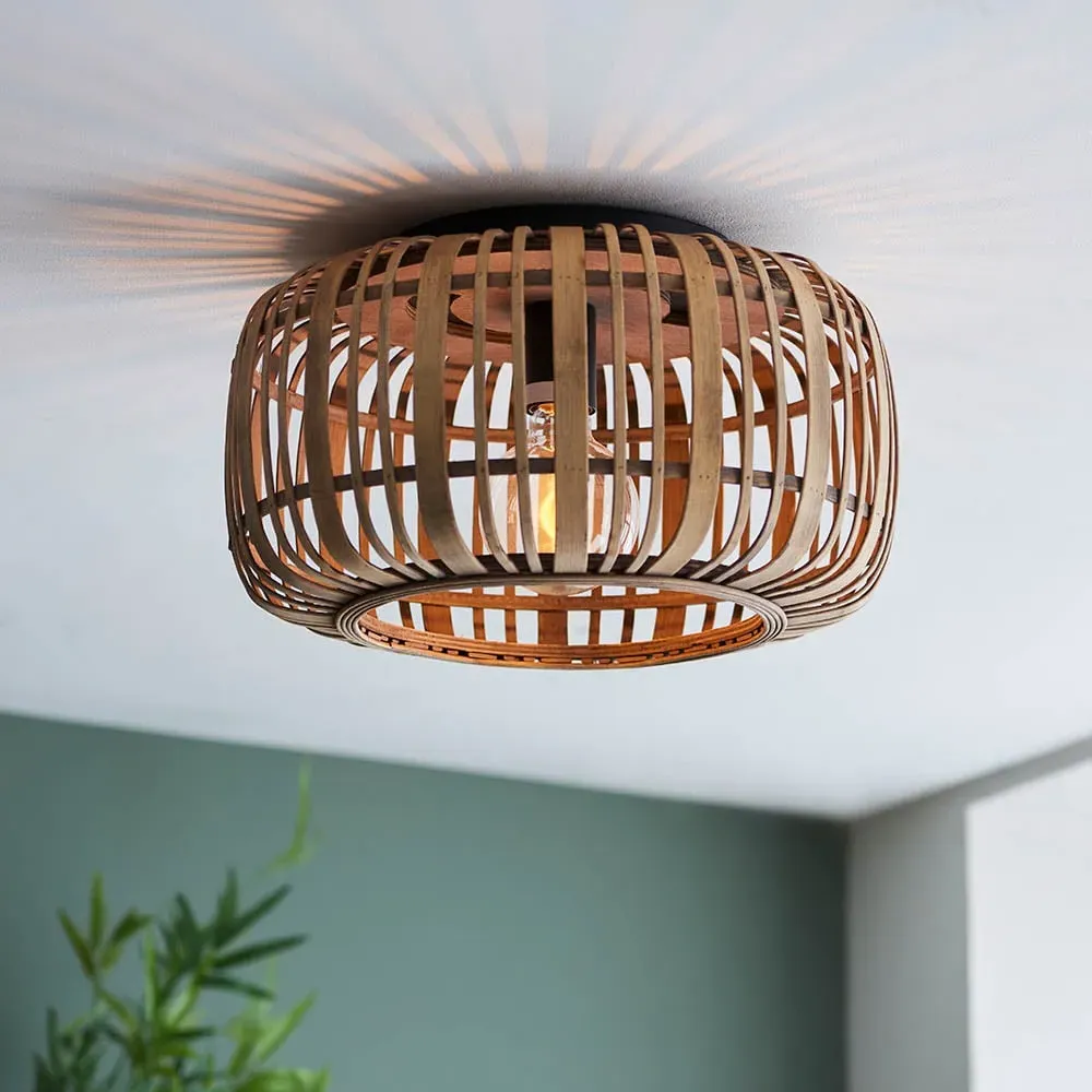 Murray Bamboo Flush Ceiling Light - Natural, Bamboo image