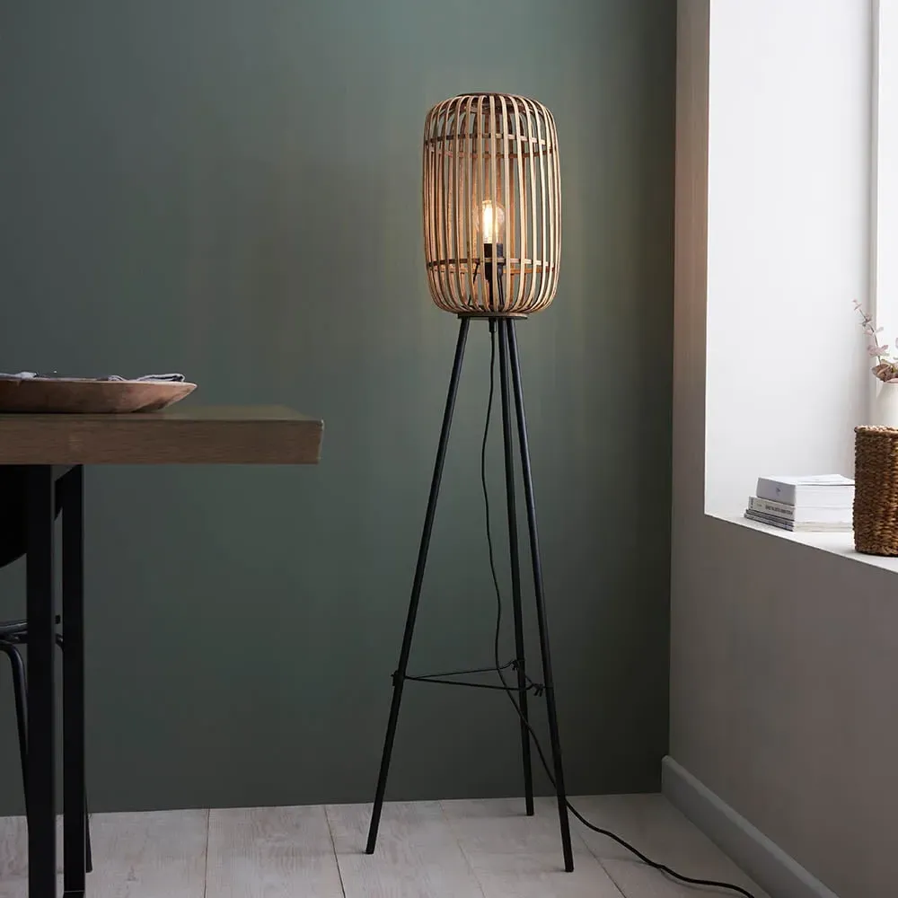 Murray Floor Lamp - Black, Bamboo