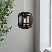Murray Pendant Ceiling Light - Black, Dark Bamboo