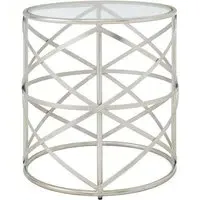 Muscida Side Table - Clear Glass, Silver Metal