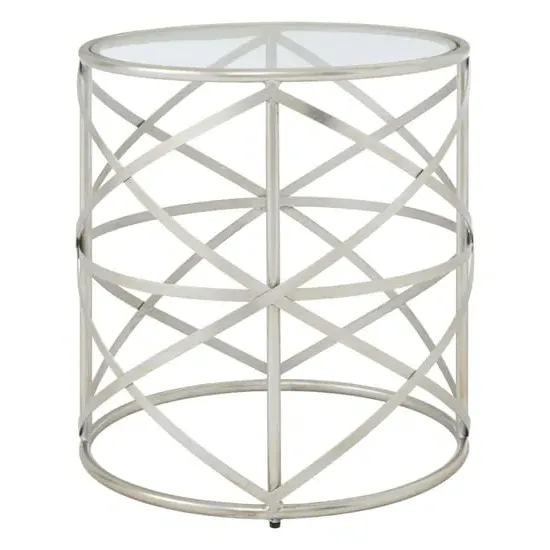 Muscida Side Table - Clear Glass, Silver Metal image