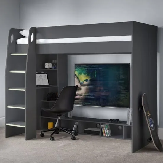Naara Gaming Bunk Bed with Desk - Anthracite image