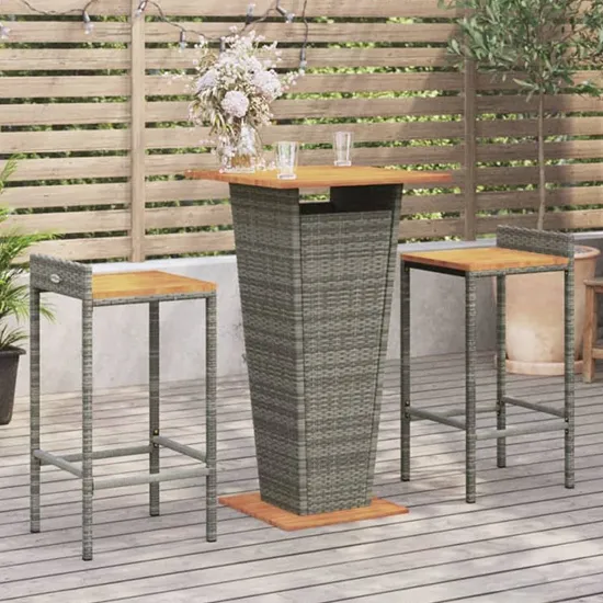 Naava 3-Piece Garden Bar Set - Grey, Poly Rattan product