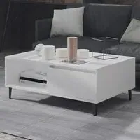 Naava Coffee Table with Storage - White, Chipboard