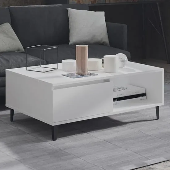 Naava Coffee Table with Storage - White, Chipboard image