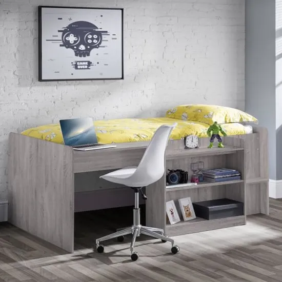 Nabila Single Midsleeper Bed with Desk - Grey Oak image
