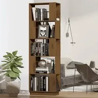 Nadav Bookcase and Room Divider - Brown, Pine Wood