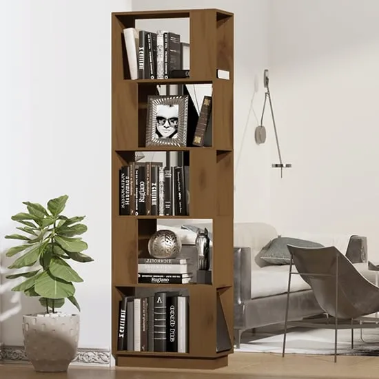 Nadav Bookcase and Room Divider - Brown, Pine Wood image