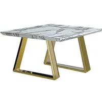 Nadda Square Side Table Marble Effect - Gold alternate view