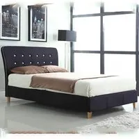 Nadie Double Bed Frame - Black, Linen alternate view