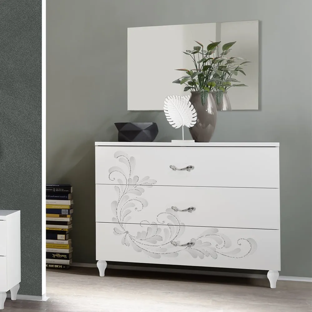 Naihati 3-Drawer Chest - White, Wood image