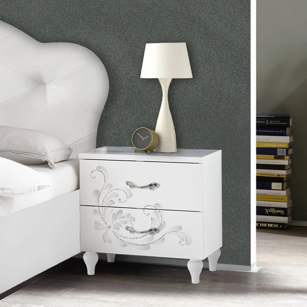 Naihati Bedside Cabinets Pair - White, Wood