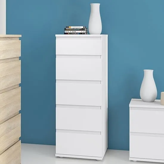 Naira Tall Chest of 5 Drawers - White image