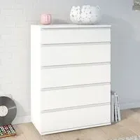 Naira Wide Chest of 5 Drawers - White
