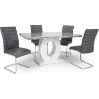 Naiva Dining Table with 4 Conary Chairs - Grey, Marble