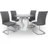 Naiva Round Dining Table with 4 Conary Chairs - Grey, Marble