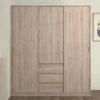 Nakou 3-Door Sliding Wardrobe with Drawers - Jackson Hickory Oak