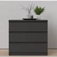 Nakou 3 Drawer Chest - Matt Black, Wood