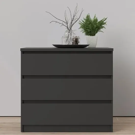 Nakou 3 Drawer Chest - Matt Black, Wood