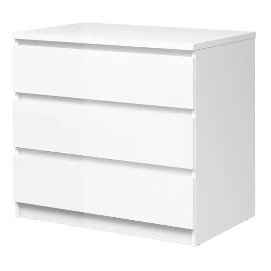 Nakou 3-Drawer Chest - White, High Gloss