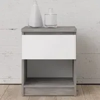 Nakou Bedside Cabinet with 1 Door - White Oak, High Gloss