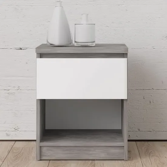 Nakou Bedside Cabinet with 1 Door - White Oak, High Gloss image